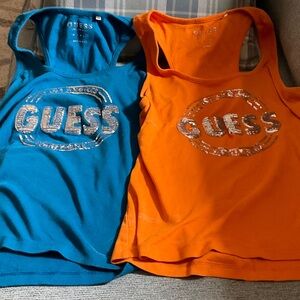 Guess Vibrant Blue and Orange Tank Tops